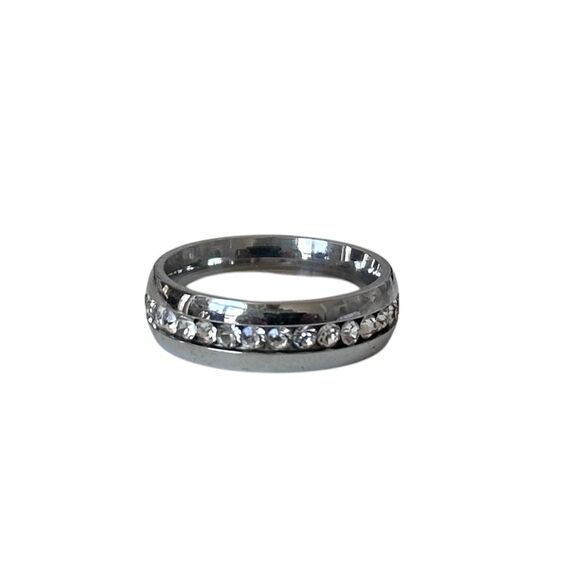 None Jewelry - Stainless Steel Simulated Diamond Ring New Gorgeous Unisex Size 6